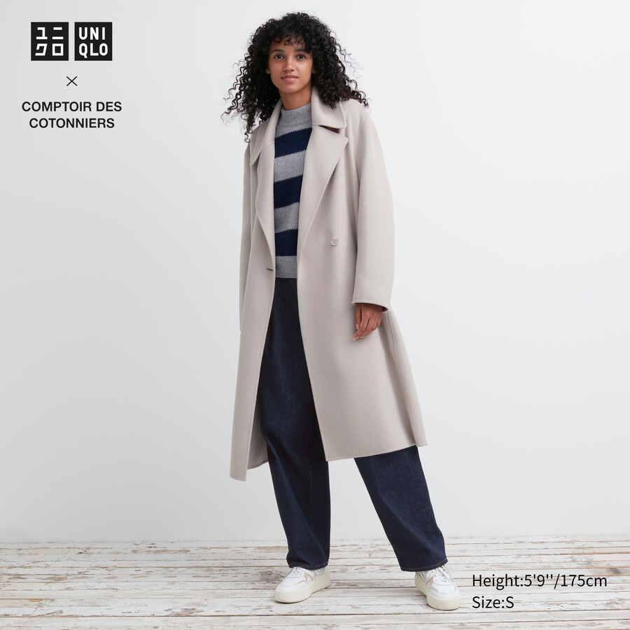 uniqlo damen-wickeljacken aus wollmischung beige