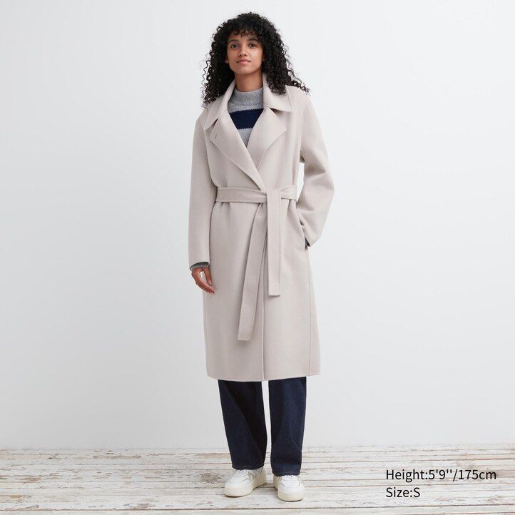 uniqlo damen-wickeljacken aus wollmischung beige