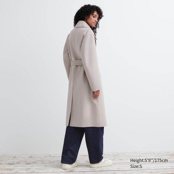 uniqlo damen-wickeljacken aus wollmischung beige