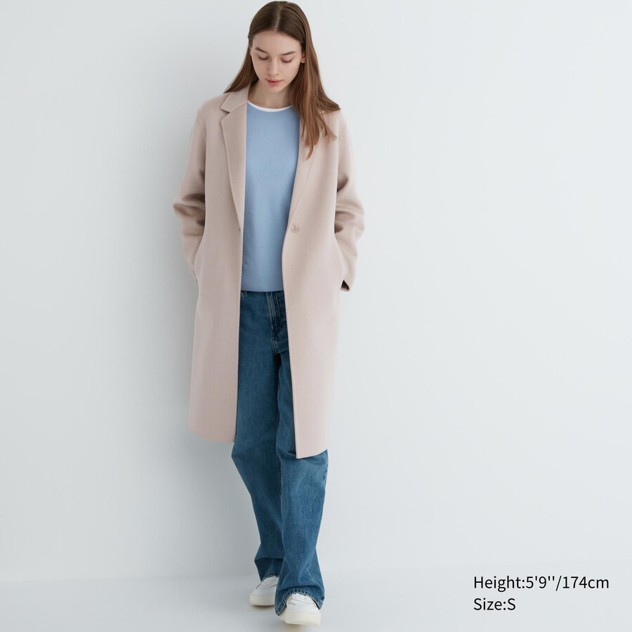 uniqlo damenjacken aus wollmischung beige