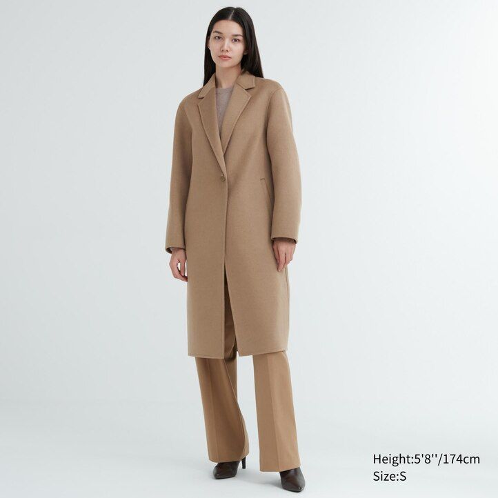 uniqlo damenjacken aus wollmischung beige