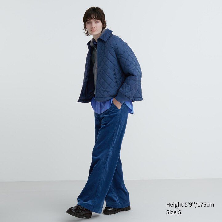 braune warme wattierte blousonjacke von uniqlo für damen