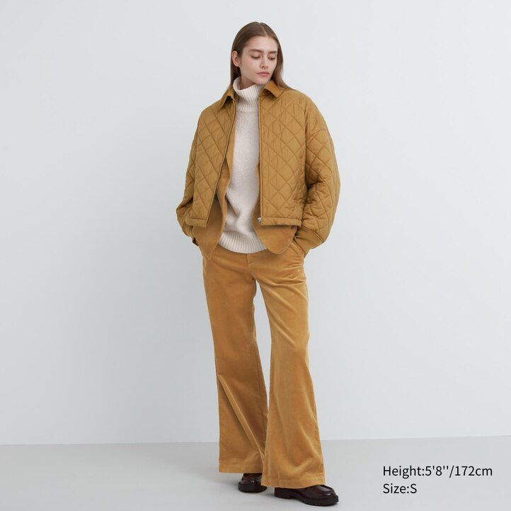 braune warme wattierte blousonjacke von uniqlo für damen