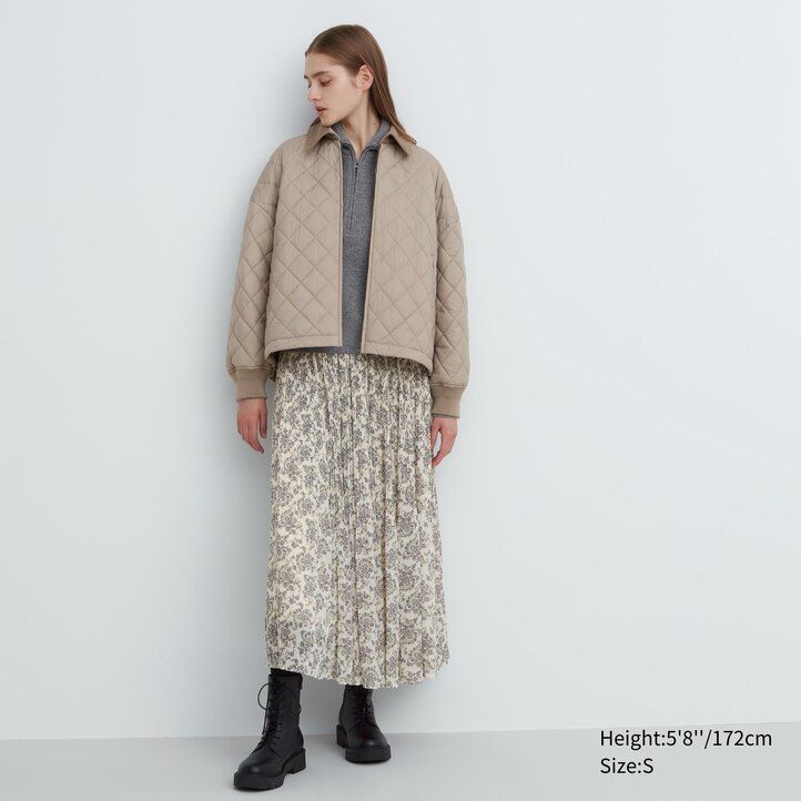 braune warme wattierte blousonjacke von uniqlo für damen