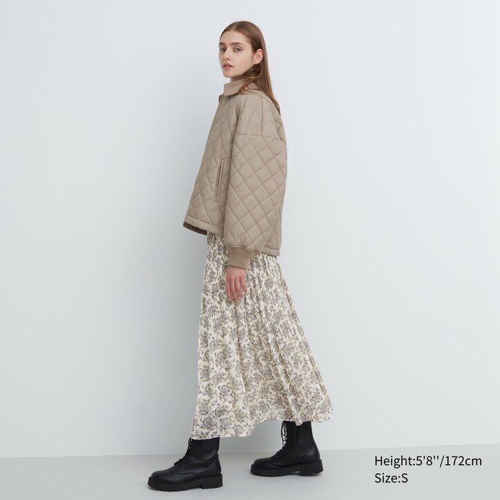 braune warme wattierte blousonjacke von uniqlo für damen