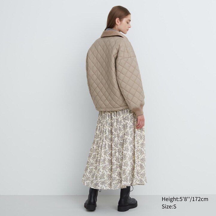 braune warme wattierte blousonjacke von uniqlo für damen