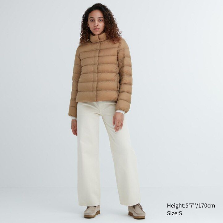 uniqlo ultraleichte daunenjacke für damen beige