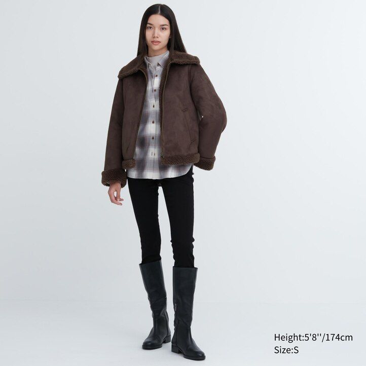 beige uniqlo damenjacken mit florfutter