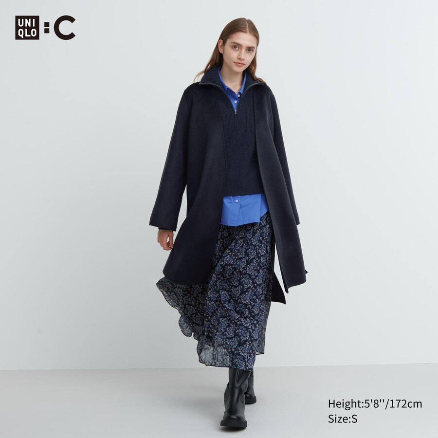 uniqlo damen-wickeljacken aus wollmischung marineblau