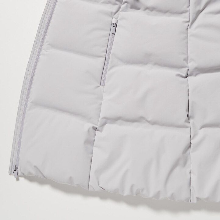 blaue nahtlose daunenjacken von uniqlo für damen