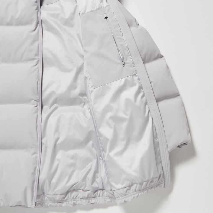 blaue nahtlose daunenjacken von uniqlo für damen