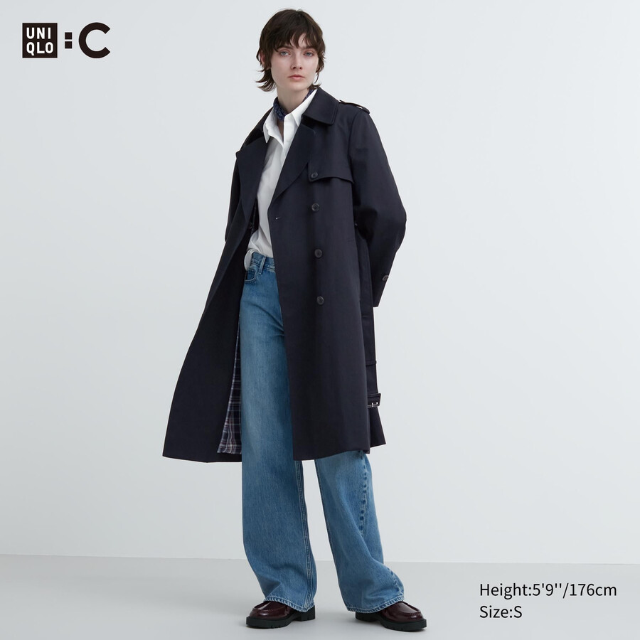 uniqlo trenchjacken für damen marineblau