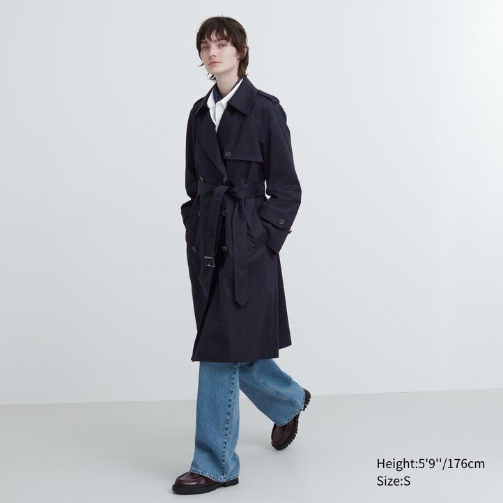 uniqlo trenchjacken für damen marineblau
