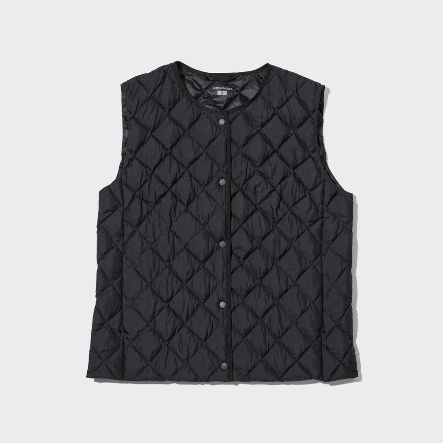 uniqlo damen-steppjacke warm wattiert schwarz