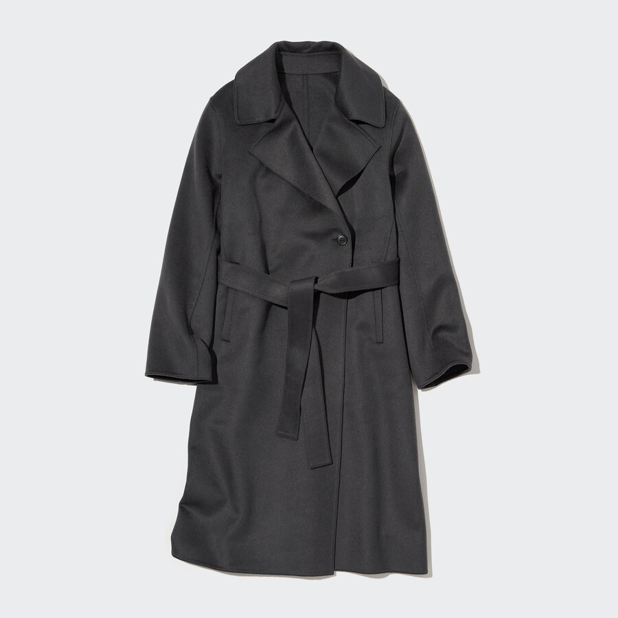 graue übergroße damenjacken von uniqlo aus wollmischung