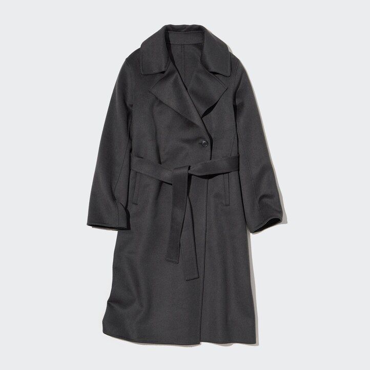 graue übergroße damenjacken von uniqlo aus wollmischung
