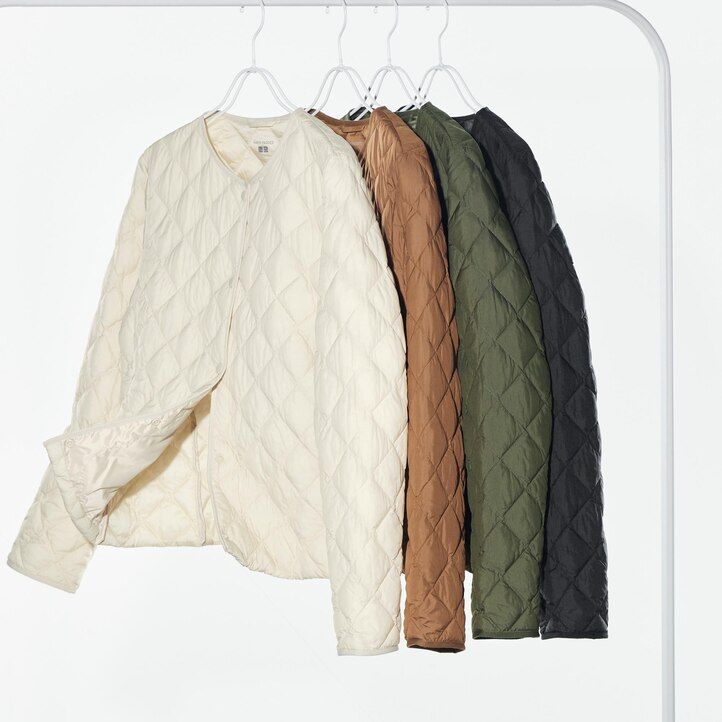 weiße warme wattierte steppjacken von uniqlo für damen