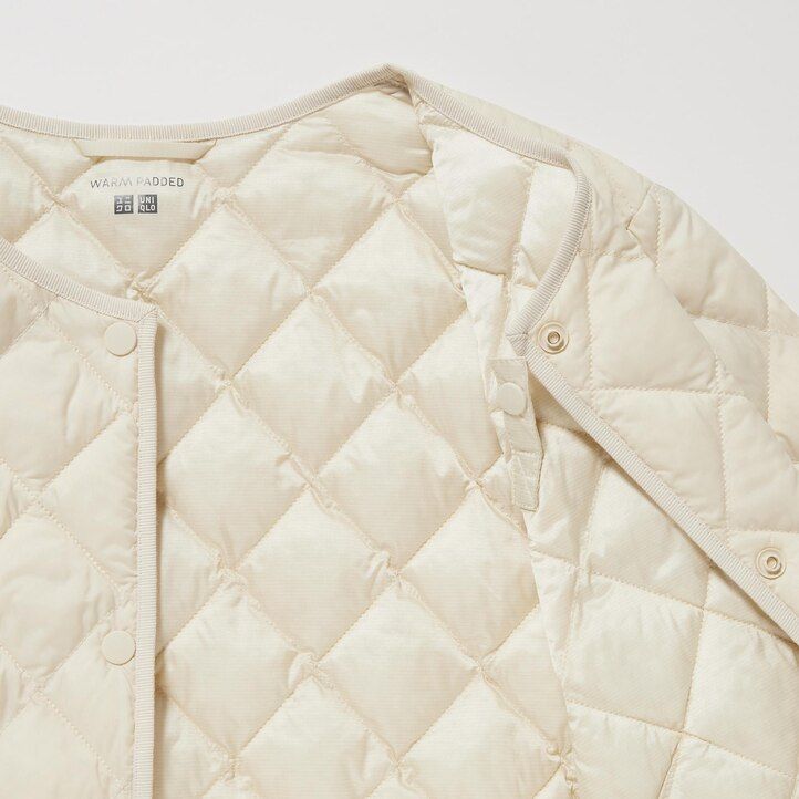 weiße warme wattierte steppjacken von uniqlo für damen