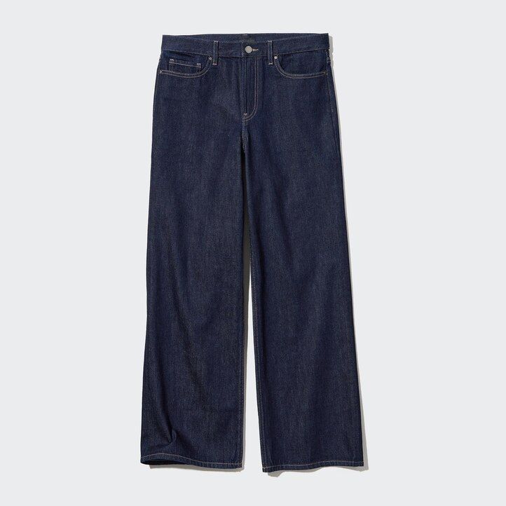 uniqlo low rise baggy fit damenjeans blau