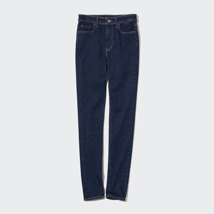 schwarze uniqlo ultra stretch high rise skinny fit jeans für damen
