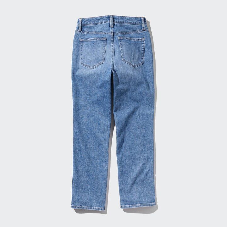 uniqlo damen-jeans schmal geschnitten gerades bein knöchellänge marineblau