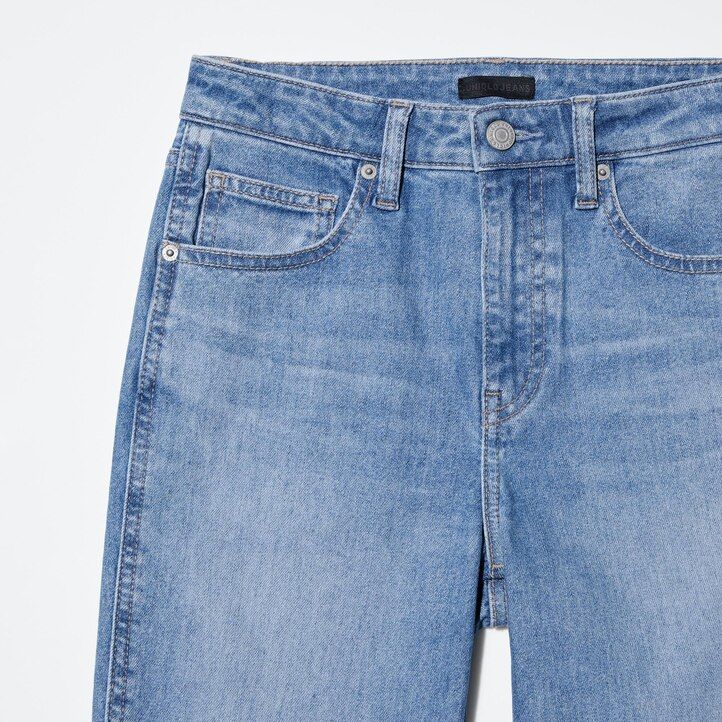 uniqlo damen-jeans schmal geschnitten gerades bein knöchellänge marineblau