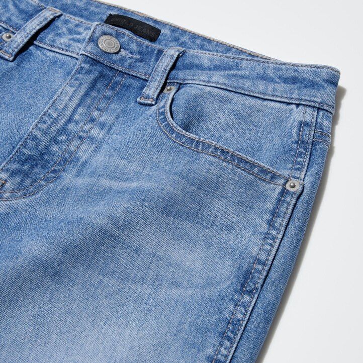 uniqlo damen-jeans schmal geschnitten gerades bein knöchellänge marineblau