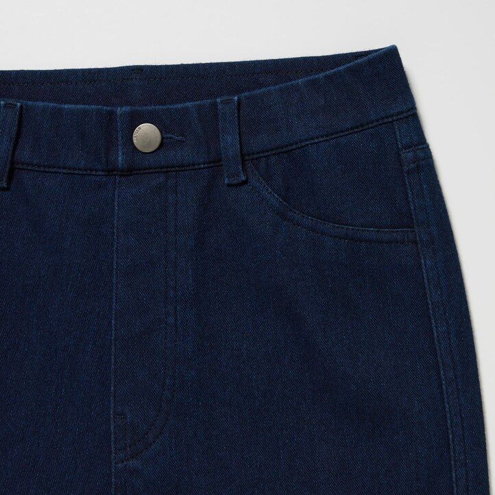 uniqlo damen ultra stretch high rise cropped jeans blau