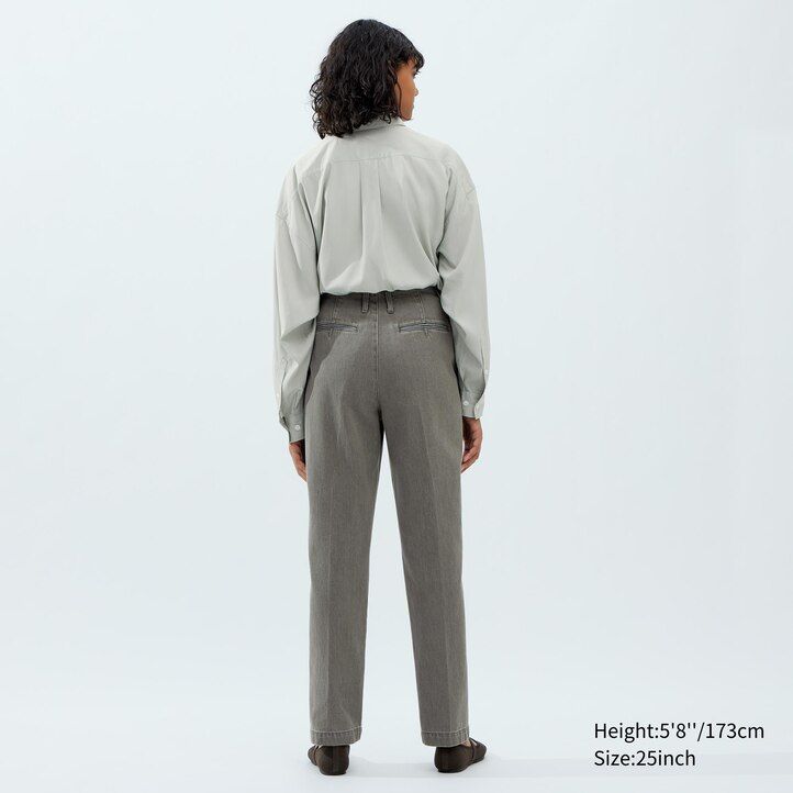 uniqlo damen-jeans mit geradem bein dunkelgrau