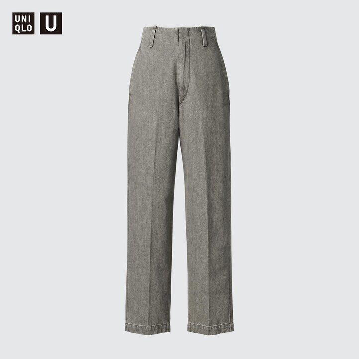 uniqlo damen-jeans mit geradem bein dunkelgrau