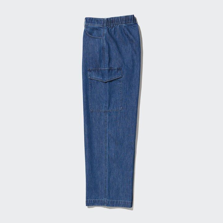 uniqlo denim wide legrgo damenjeans blau