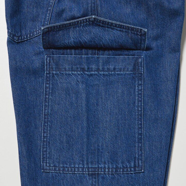 uniqlo denim wide legrgo damenjeans blau