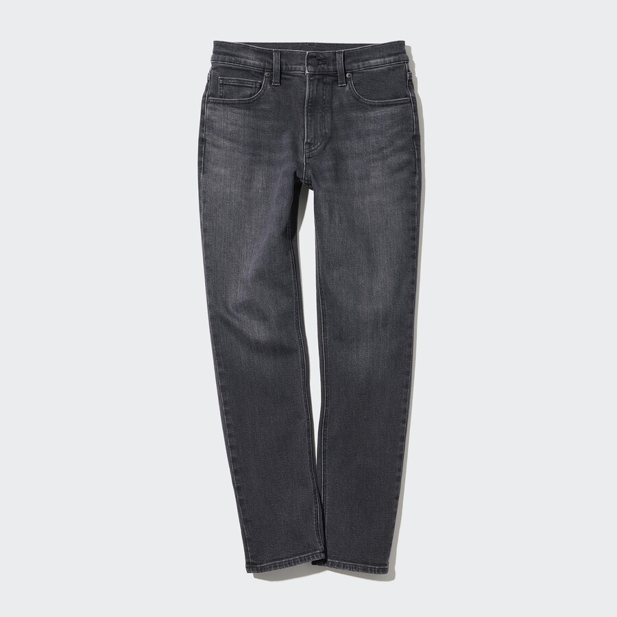 graue uniqlo damen-jeans schmal geschnitten gerades bein