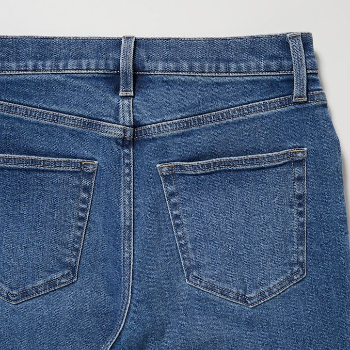 graue uniqlo damen-jeans schmal geschnitten gerades bein