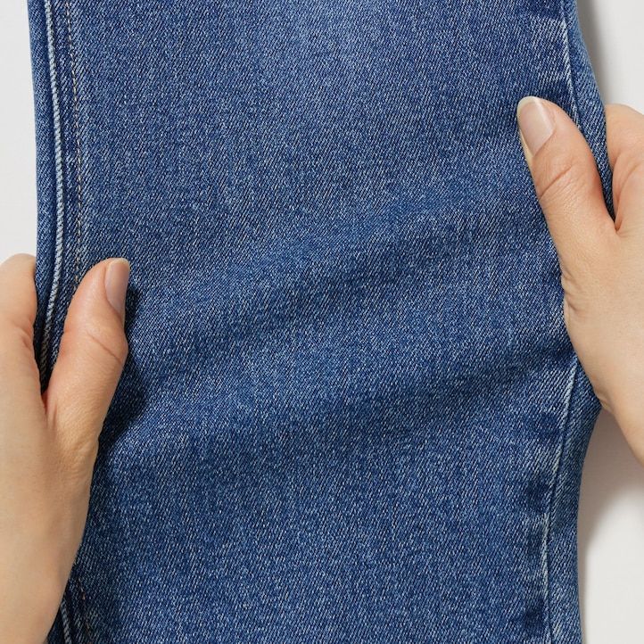 graue uniqlo damen-jeans schmal geschnitten gerades bein