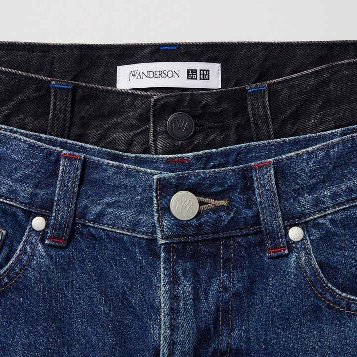 dunkelgraue uniqlo damen-jeans schmal geschnitten gerades bein