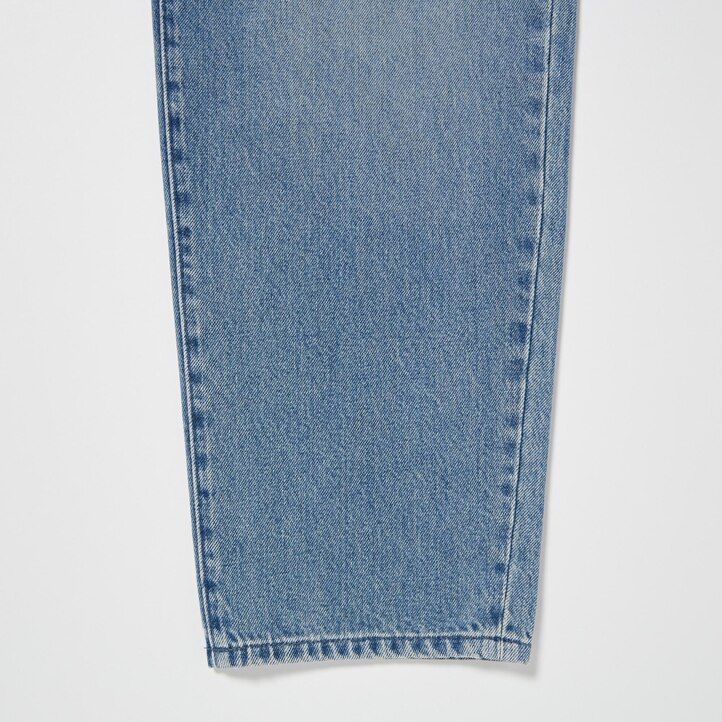 uniqlo damenjeans mit weitem bein und schmal zulaufendem bein grau