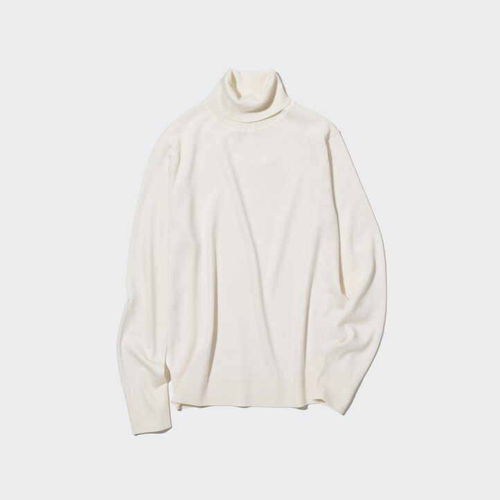 orangefarbene uniqlo damenpullover aus 100 extrafeiner merinowolle