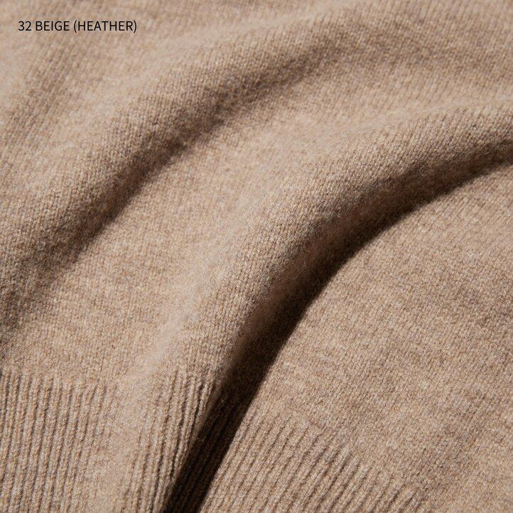 grüner uniqlo damen-pullover aus premium-lammwolle mit rundhalsausschnitt