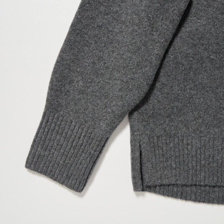 grüner uniqlo damen-pullover mit stehkragen aus souffle-garn