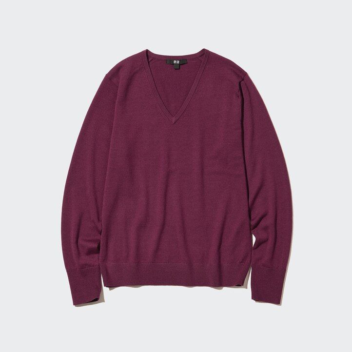 uniqlo damenpullover mit v-ausschnitt aus 100 extrafeiner merinowolle grün