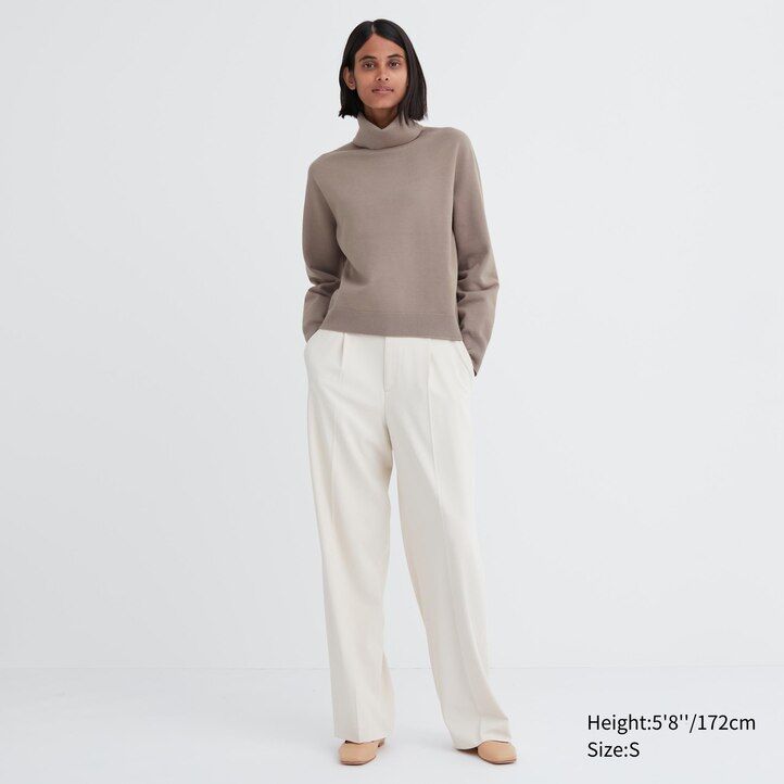 uniqlo 3d-strickpullover aus nahtlosem soufflé-garn damen beige