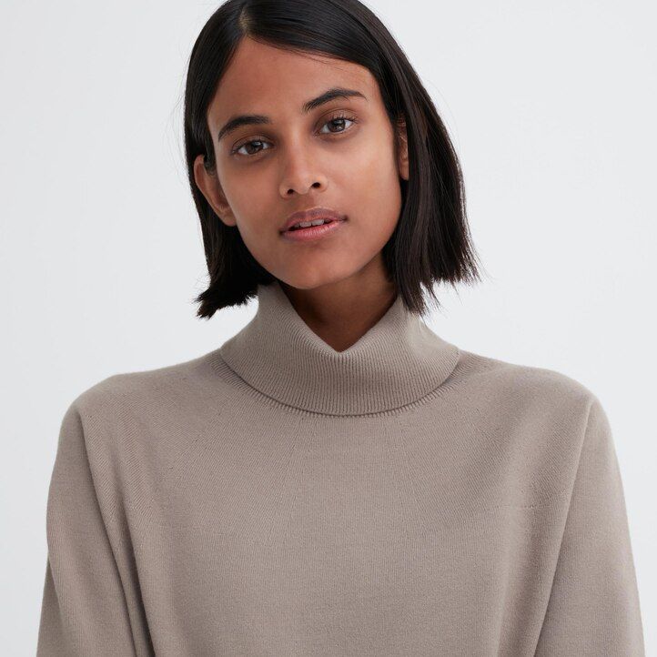 uniqlo 3d-strickpullover aus nahtlosem soufflé-garn damen beige