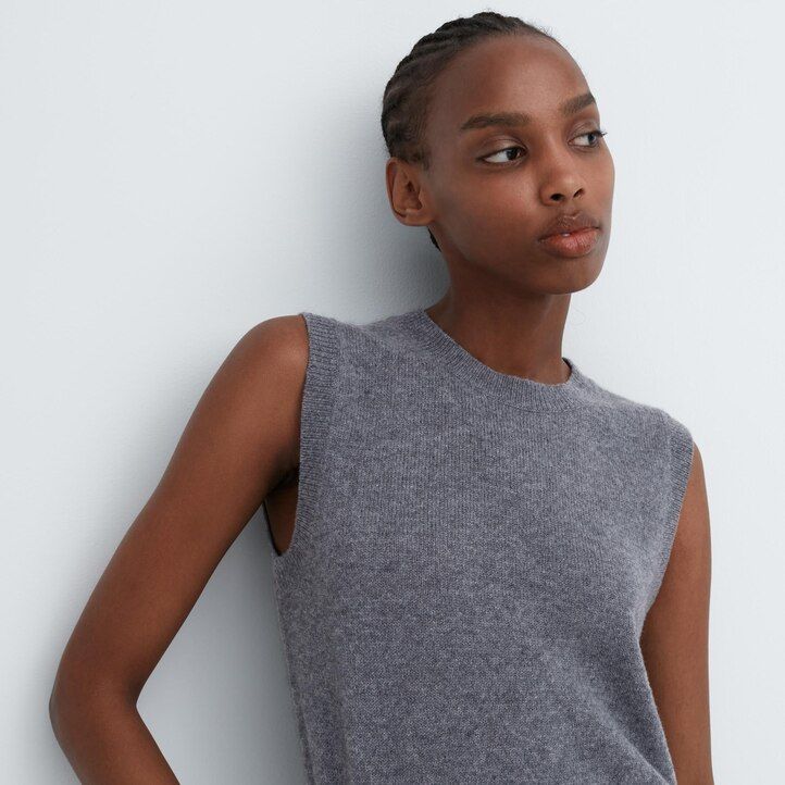 pinkfarbener uniqlo damen-pullover aus 100 merle mit rundhalsausschnitt und kurzem schnitt