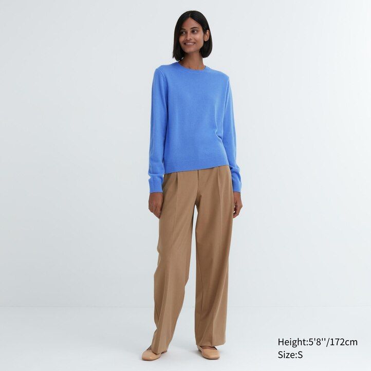 grüner uniqlo damenpullover aus 100 merle mit rundhalsausschnitt