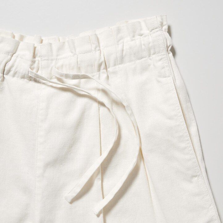 beige damen-shorts von uniqlo aus leinen-baumwolle
