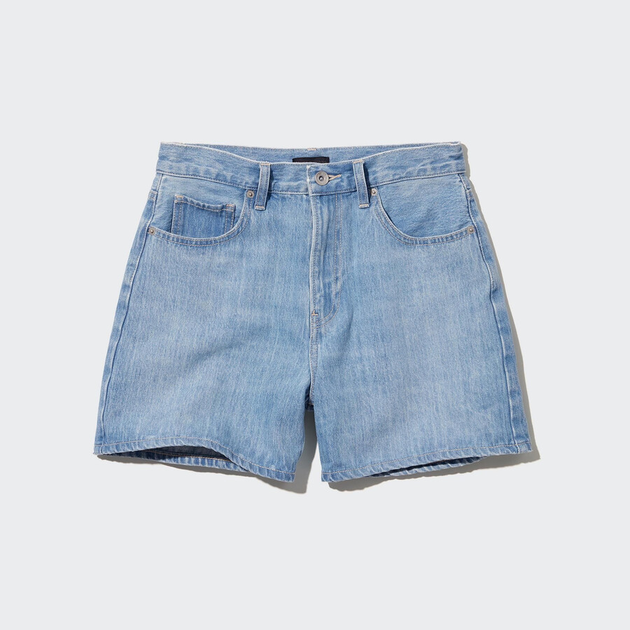 uniqlo damen-jeansshorts blau