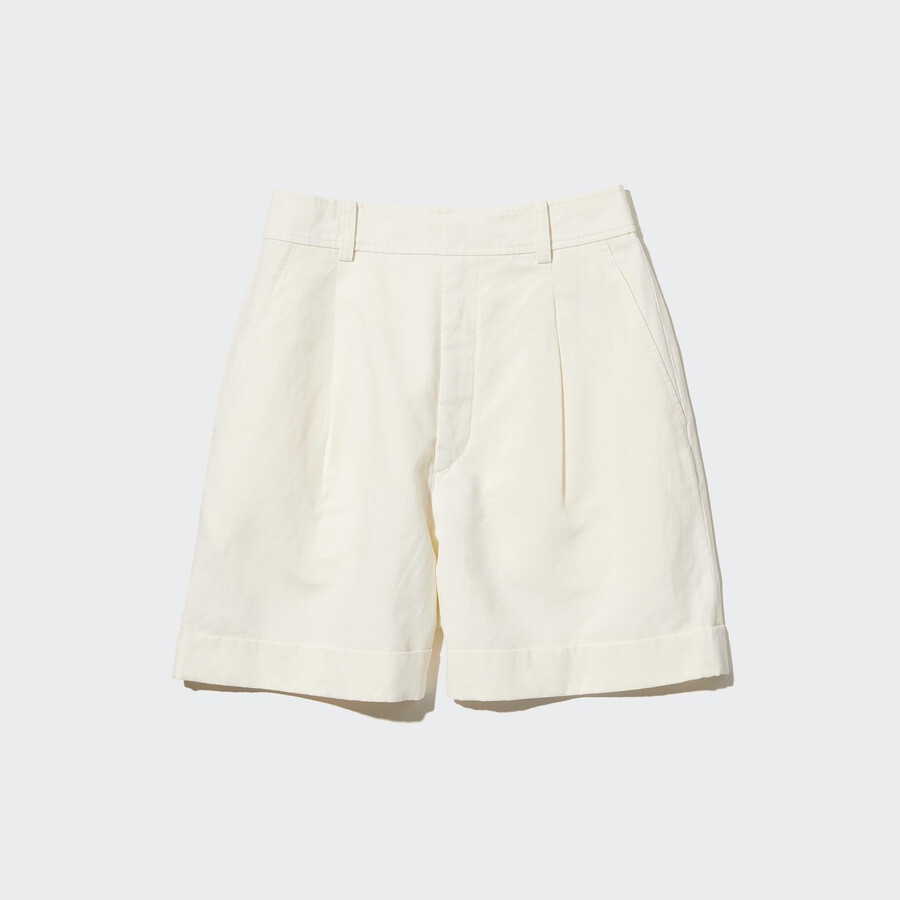 uniqlo leinenmischung high waisted damenshorts weiß