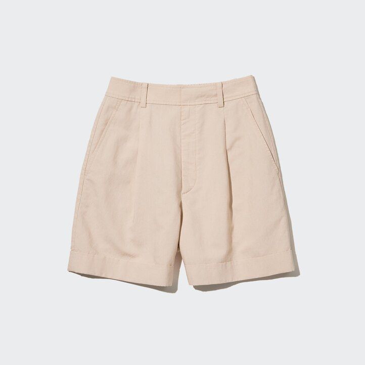 uniqlo leinenmischung high waisted damenshorts weiß