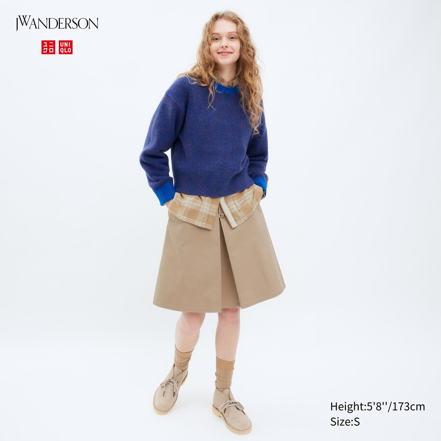 uniqlo baumwoll-midirock für damen beige